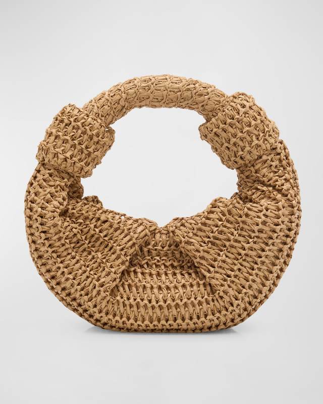 Lopsy Knot Straw Top-Handle Bag